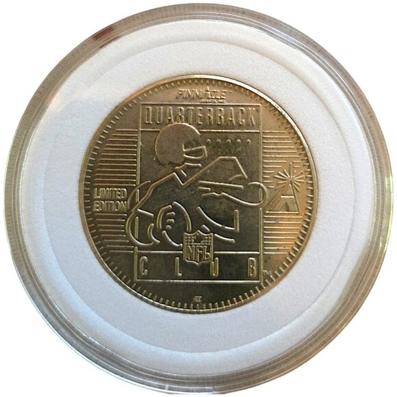 Jeff George #1 Atlanta Falcons 1996 Pinnacle QB Club NFL VTG Silver-Toned Coin - Picture 3 of 4